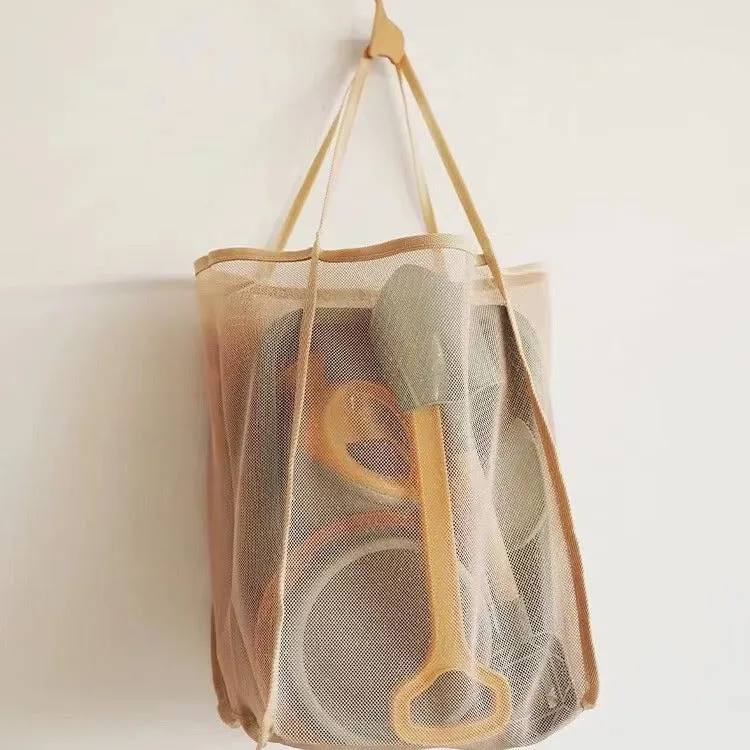 Children's Beach Toy Storage Bag Transparent Mesh Shoulder Bag Swimming Large Capacity Shopping Bag Beach Bag C-240429-3