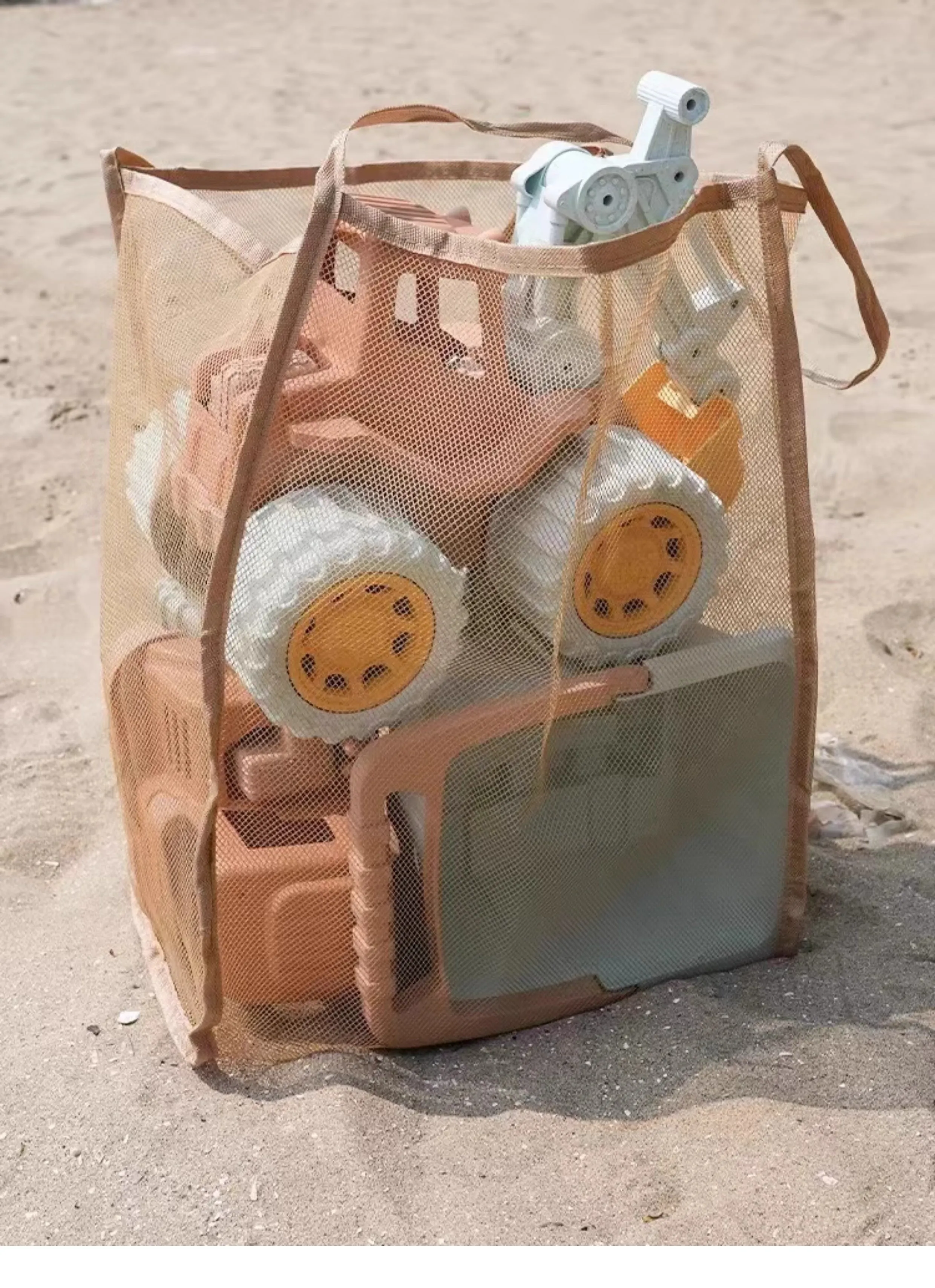 Children's Beach Toy Storage Bag Transparent Mesh Shoulder Bag Swimming Large Capacity Shopping Bag Beach Bag C-240429-3