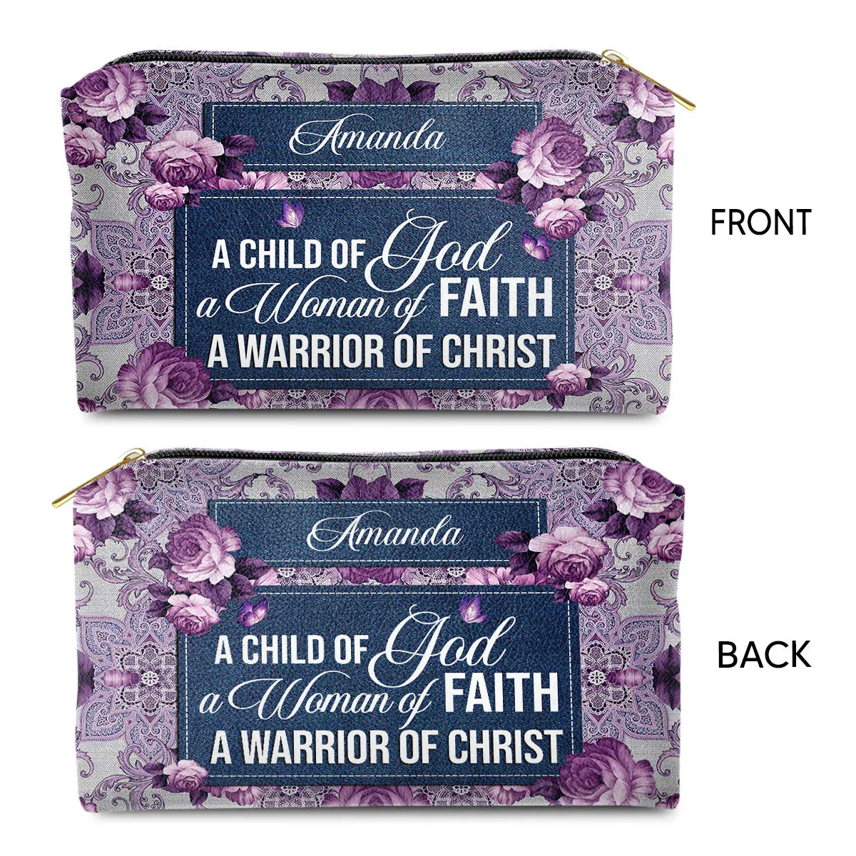 Christianartbag Makeup Cosmetic Bag, A Child Of God, Christmas Gift, Personalized Leather Cosmetic Bag.