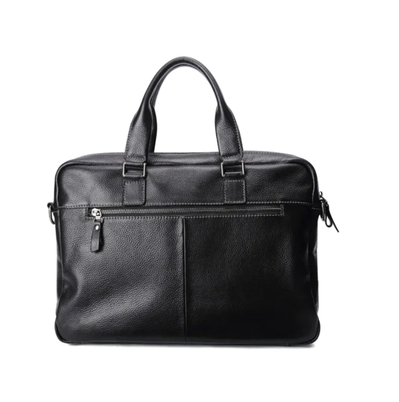 Classic Leather Work Briefcase 14 inches Laptop Bag with Shoulder Strap
