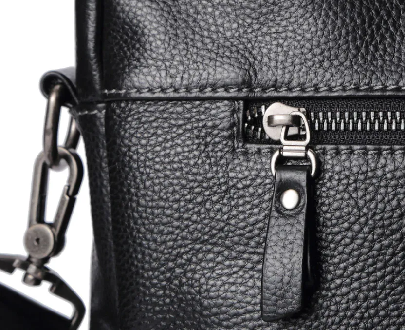 Classic Leather Work Briefcase 14 inches Laptop Bag with Shoulder Strap