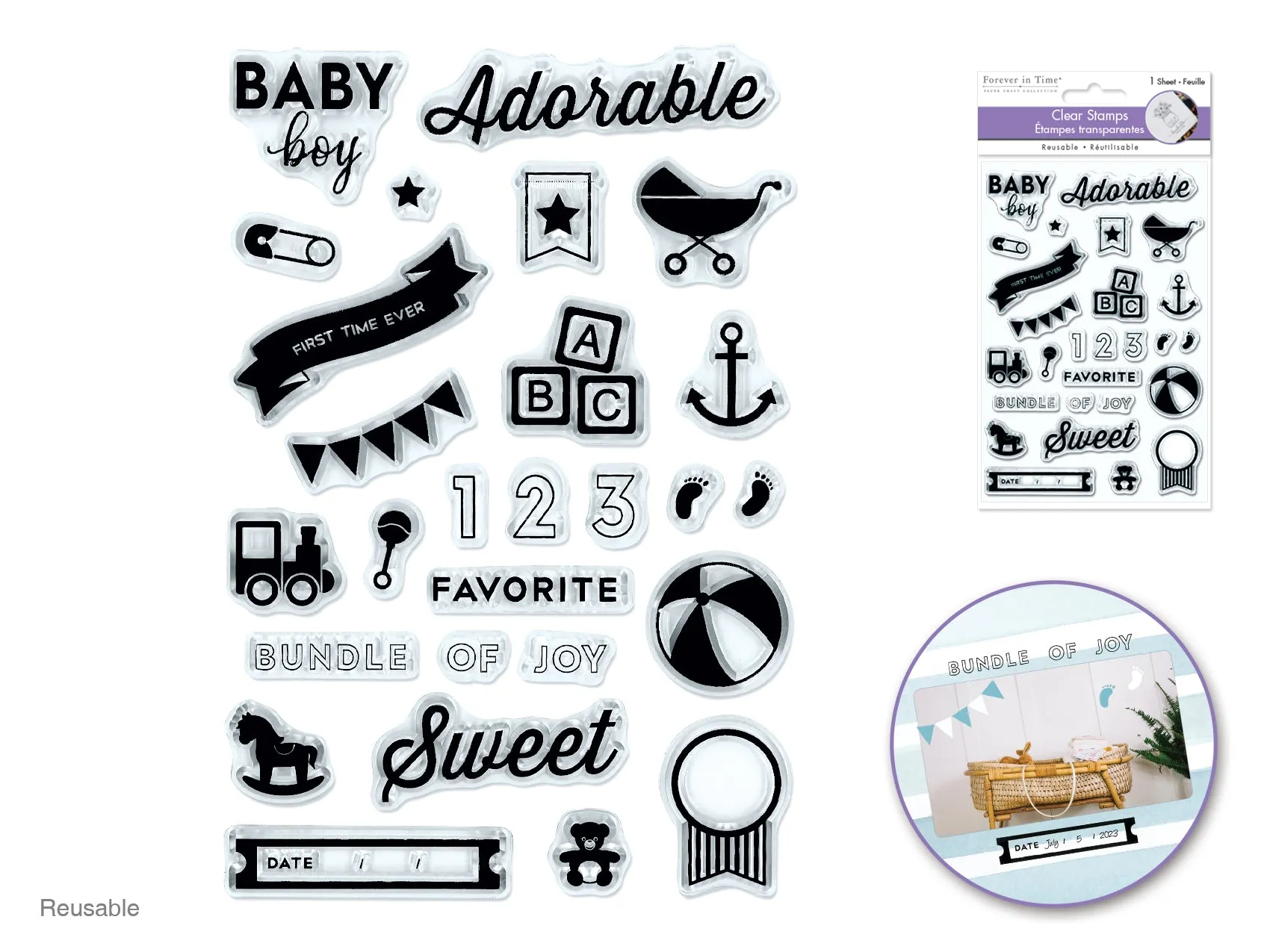 Clear Stamps:  Reusable