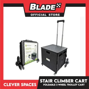 Clever Spaces Stair Climber Foldable Trolley Cart With Lid And 3 Wheel, Carrying Weight Capacity 77lbs