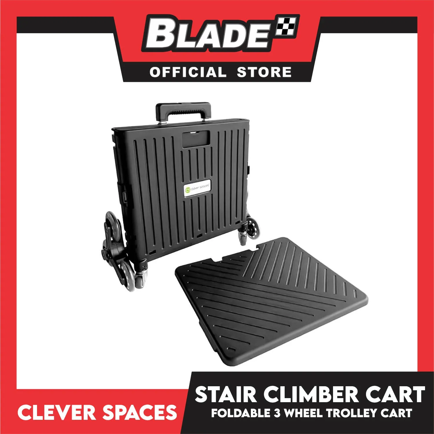 Clever Spaces Stair Climber Foldable Trolley Cart With Lid And 3 Wheel, Carrying Weight Capacity 77lbs