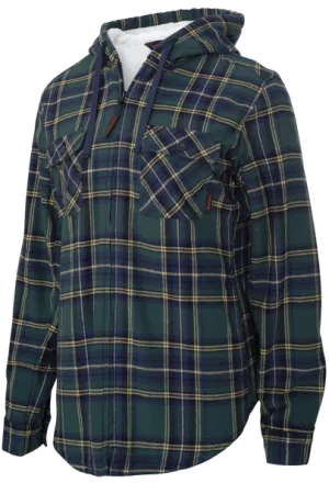 CLWS121-XL-Grn/Gold Womens Plush Pile-Lined Flannel Zip