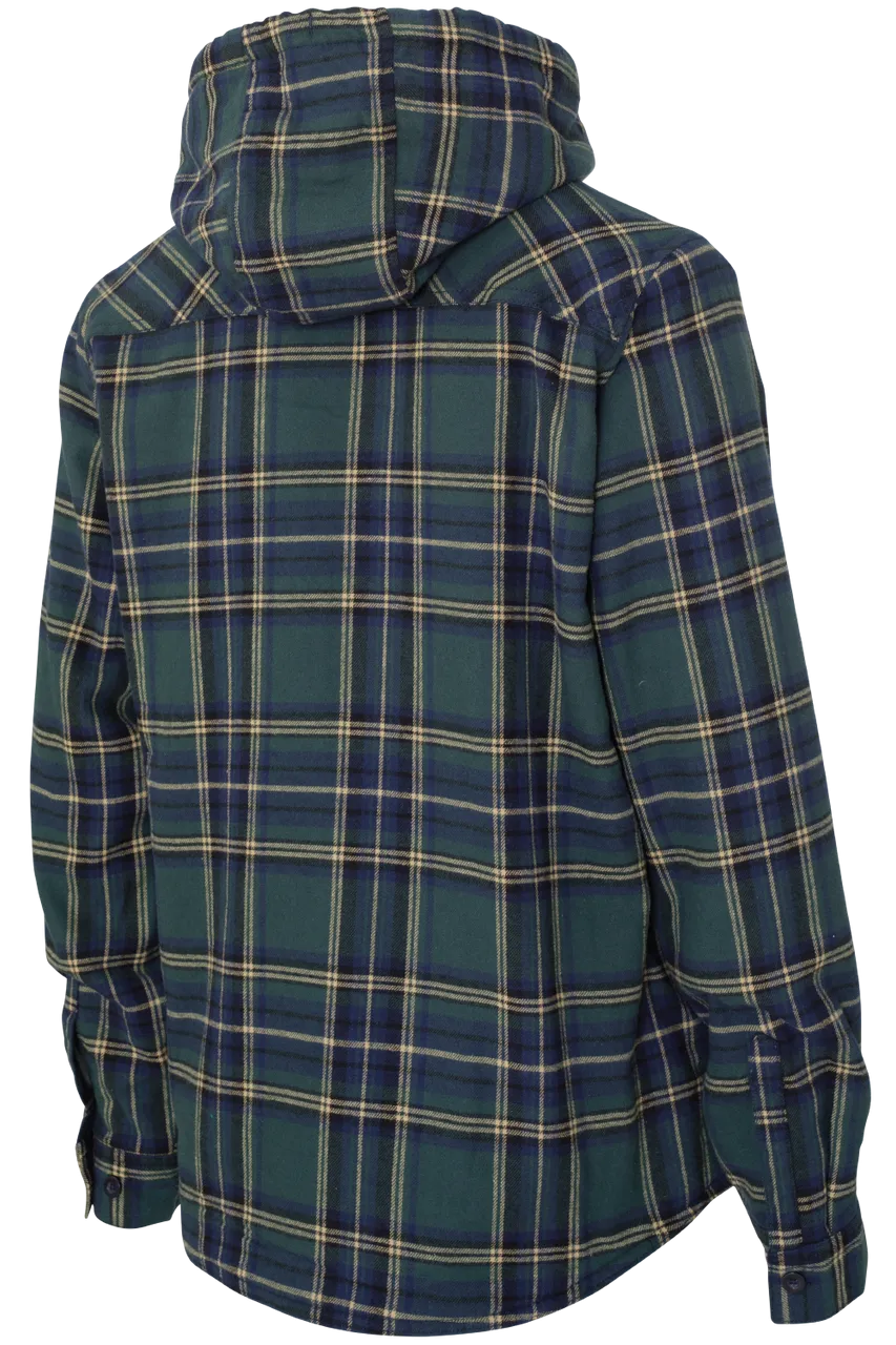 CLWS121-XL-Grn/Gold Womens Plush Pile-Lined Flannel Zip