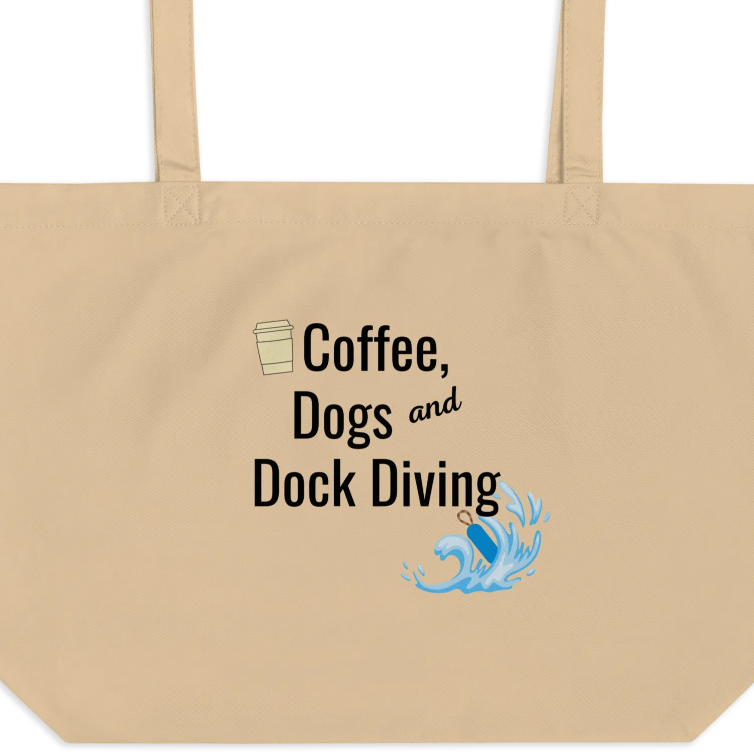 Coffee, Dogs & Dock Diving X-Large Tote/ Shopping Bags