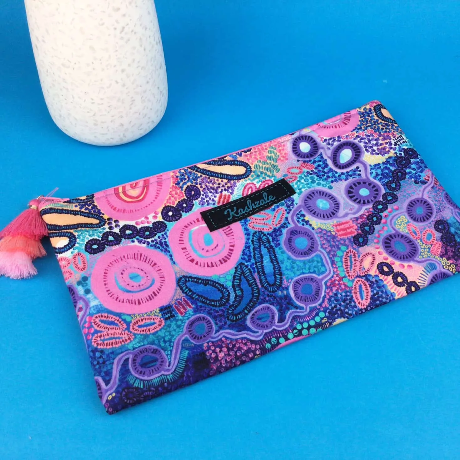 Coral Dreaming Zipper Pouch, Travel Pouch. Mahalia Mabo Design.