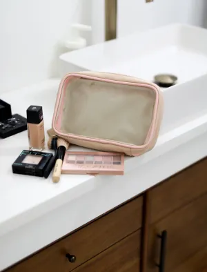 Cosmetic Bag - Clear / Tan
