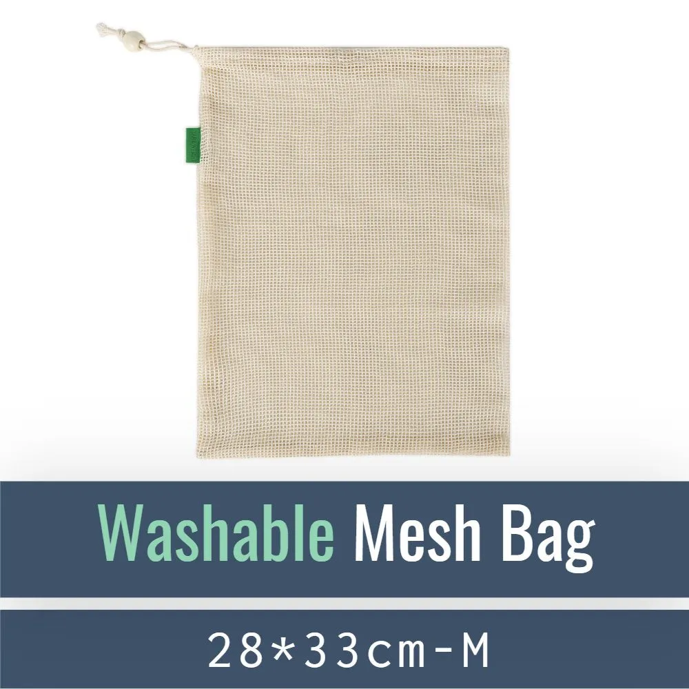 Cotton Mesh Produce Bag w/ Drawstring – Eco-Friendly, Reusable and Washable - Plain