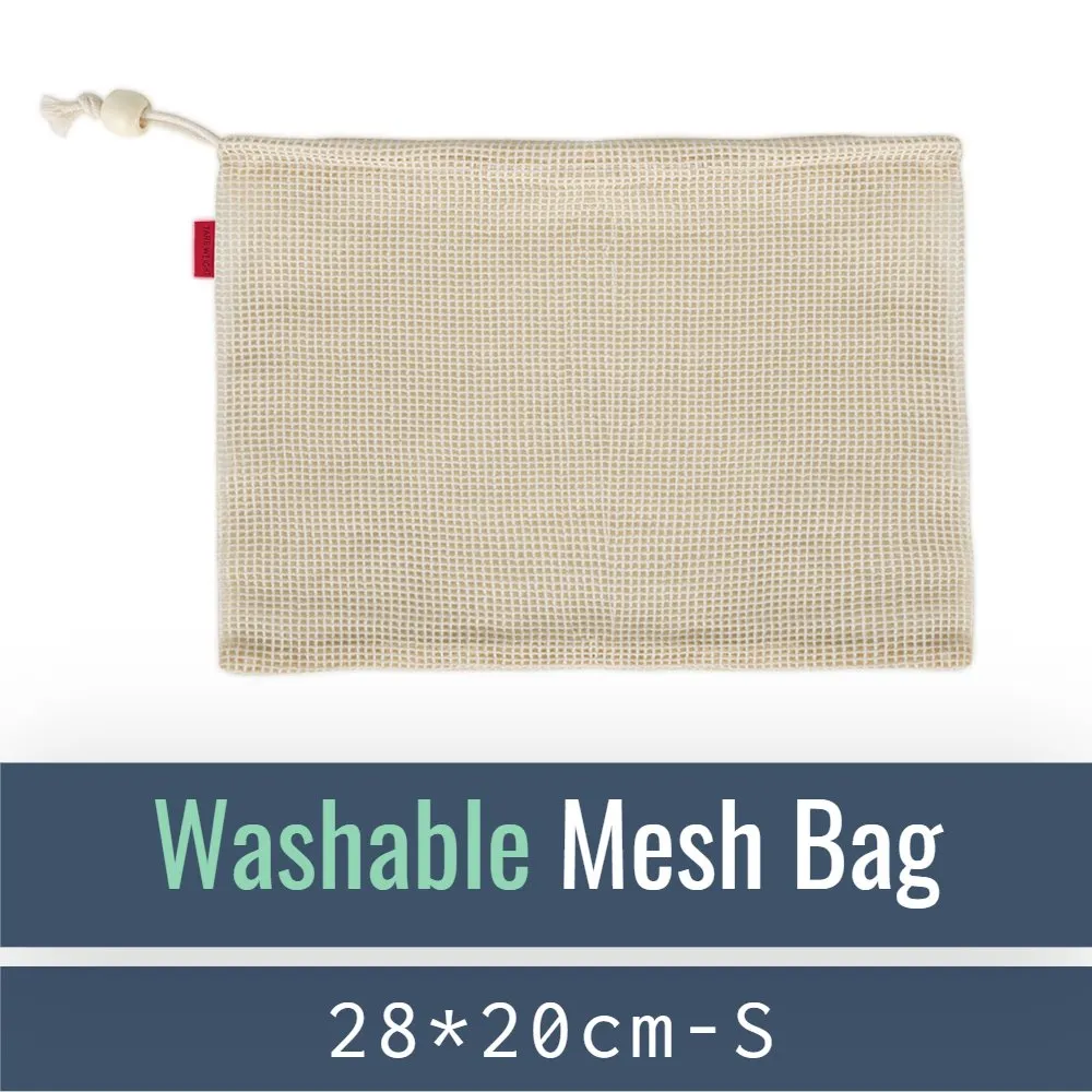 Cotton Mesh Produce Bag w/ Drawstring – Eco-Friendly, Reusable and Washable - Plain