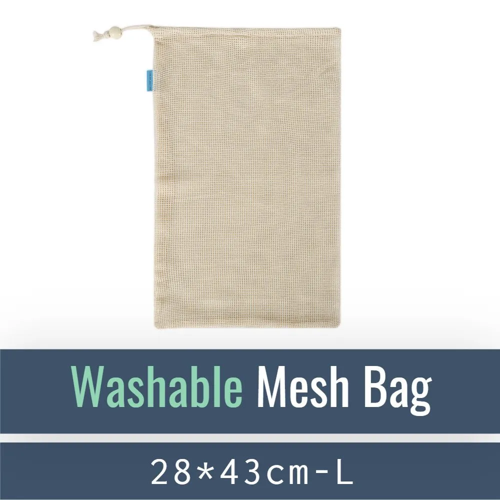 Cotton Mesh Produce Bag w/ Drawstring – Eco-Friendly, Reusable and Washable - Plain