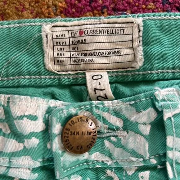 Current/Elliott | Women’s green/white floral The Classic Skinny jean, size 27