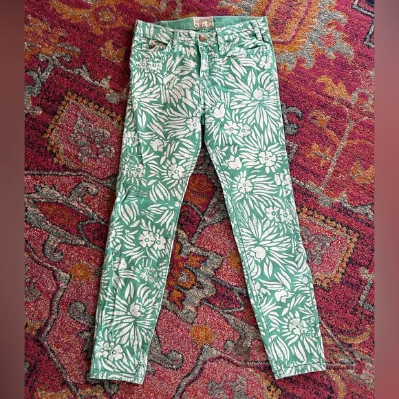 Current/Elliott | Women’s green/white floral The Classic Skinny jean, size 27
