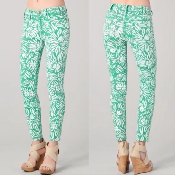 Current/Elliott | Women’s green/white floral The Classic Skinny jean, size 27