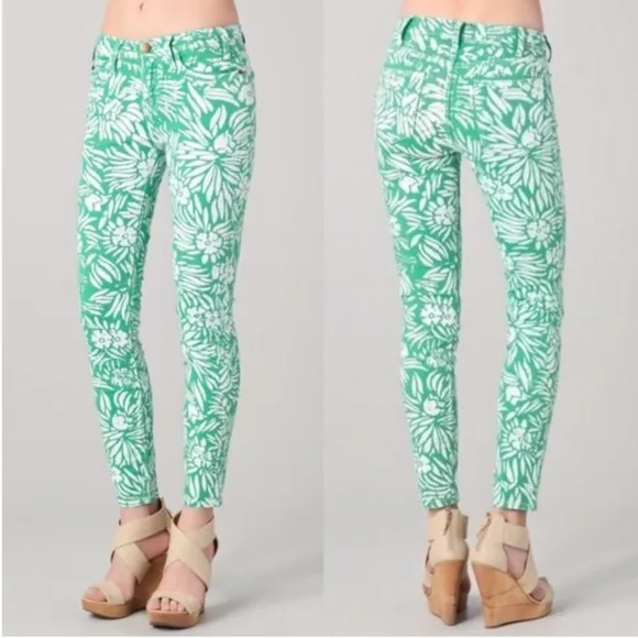 Current/Elliott | Women’s green/white floral The Classic Skinny jean, size 27