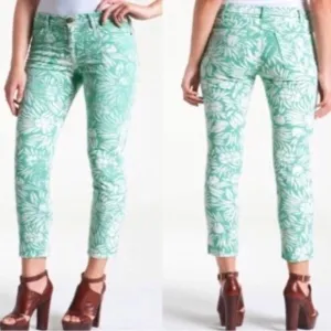 Current/Elliott | Women’s green/white floral The Classic Skinny jean, size 27