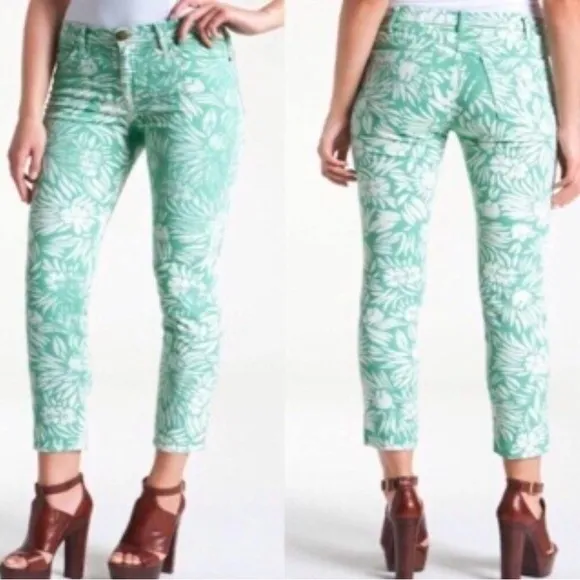 Current/Elliott | Women’s green/white floral The Classic Skinny jean, size 27