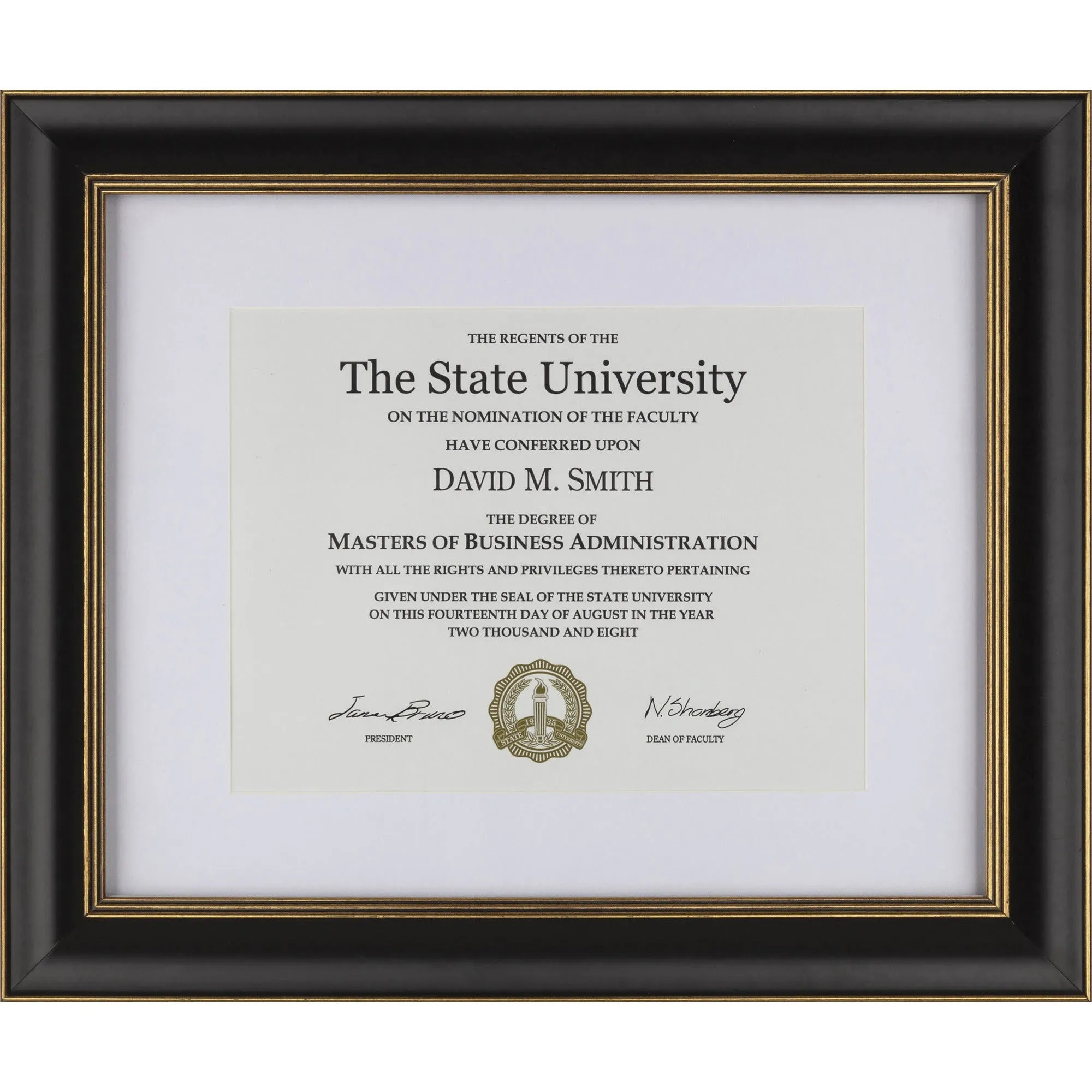 DAX Gold Accent Wood Document Frame
