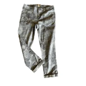 Democracy Flex-ellent Palm Leaf Button Cuff Crop 4-Pocket Stretchy Casual Jeans