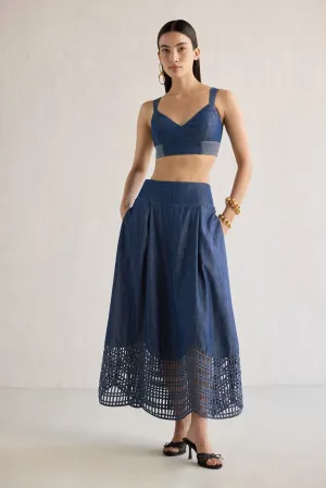 DENIM BRALETTE & SKIRT SET