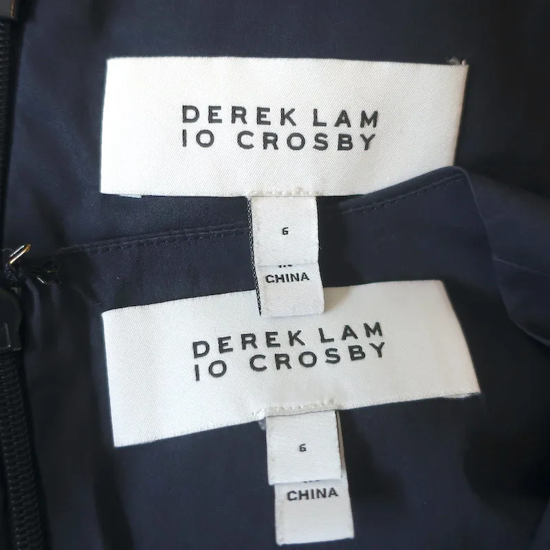 Derek Lam 10 Crosby Matching Top & Midi Skirt Set Navy Lace-Trim Cotton Size 6