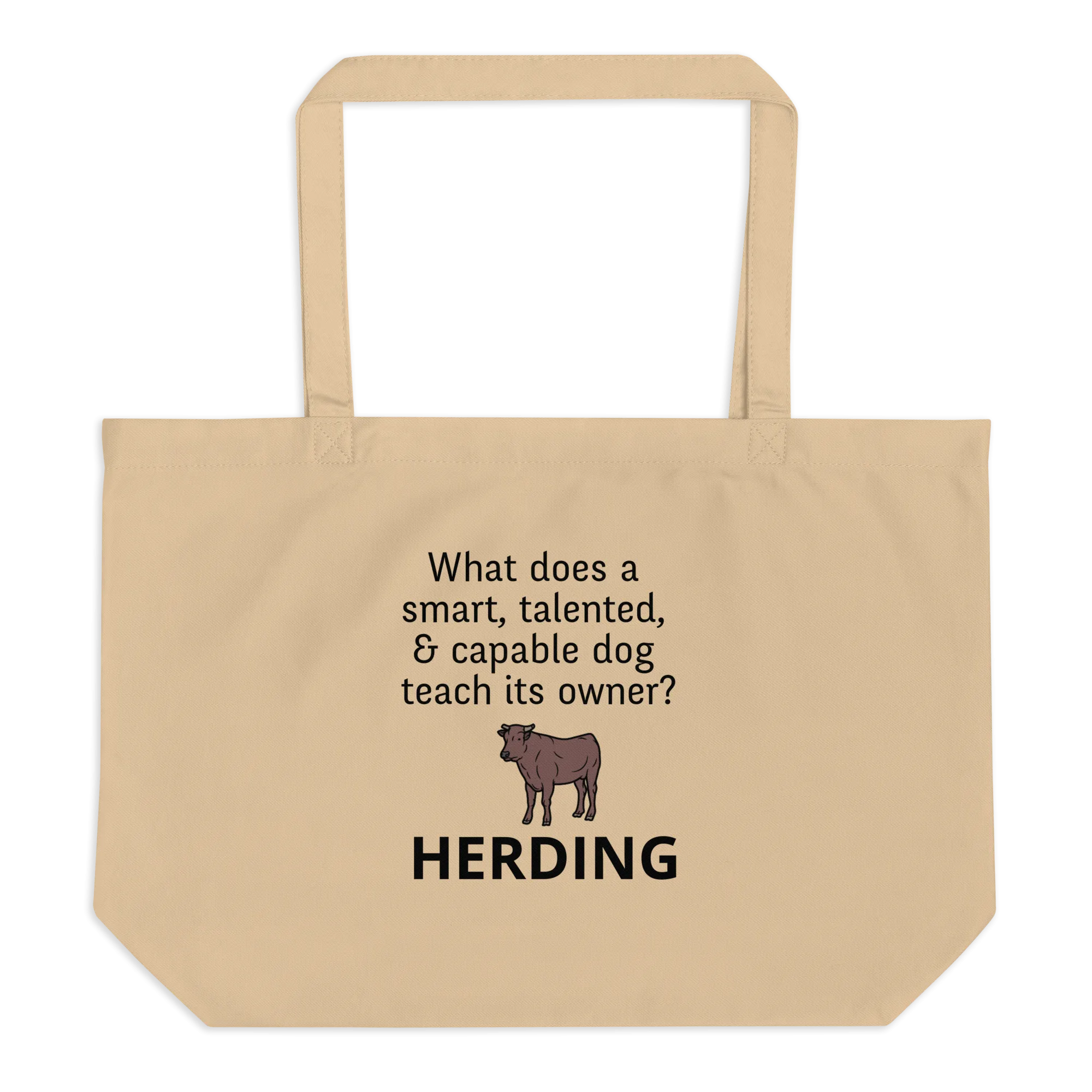 Dog Teaches It's Owner Cattle Herding X-Large Tote/ Shopping Bags