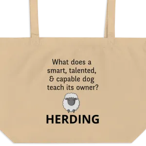 Dog Teaches Sheep Herding X-Large Tote/ Shopping Bags