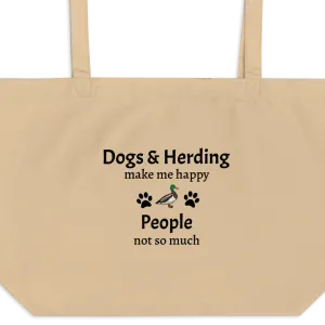 Dogs & Duck Herding Make Me Happy X-Large Tote/ Shopping Bags