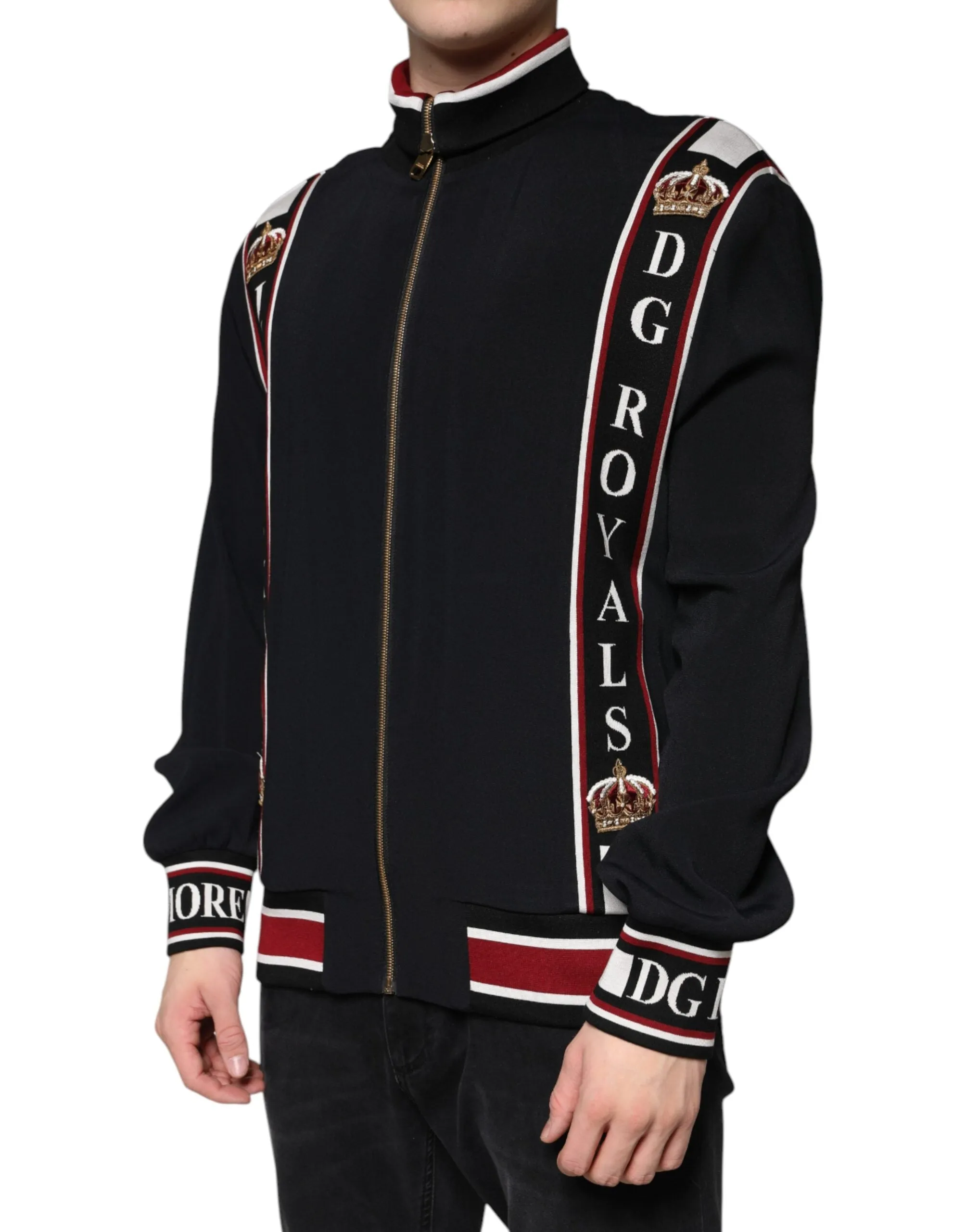 Dolce&Gabbana Men Black Sweatshirt Viscose DG King Print Full Zip Bomber IT 52