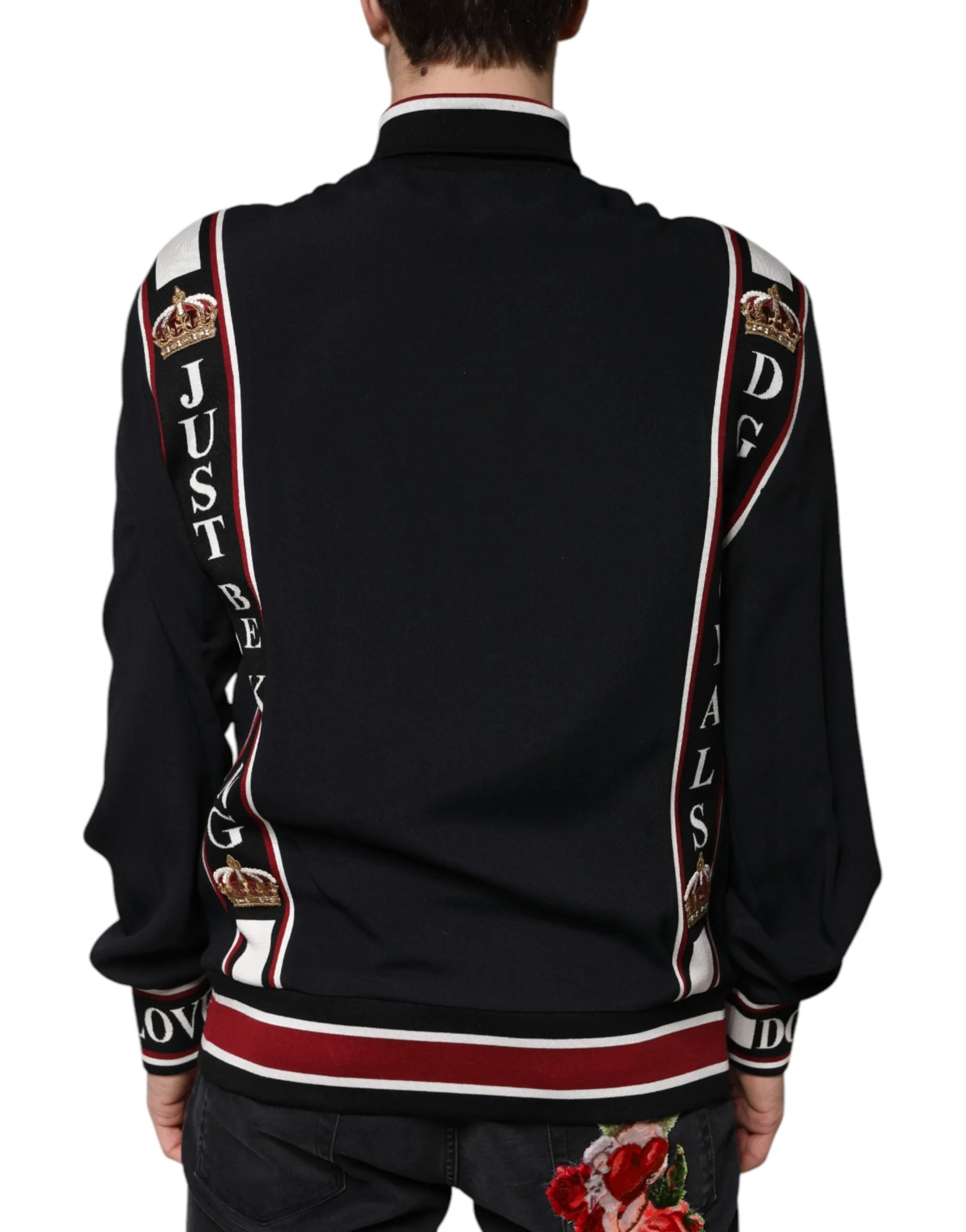 Dolce&Gabbana Men Black Sweatshirt Viscose DG King Print Full Zip Bomber IT 52