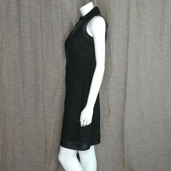 DONNA DEGNAN Dress Black Eyelet Short Sleeve Collared Casual  Size 2