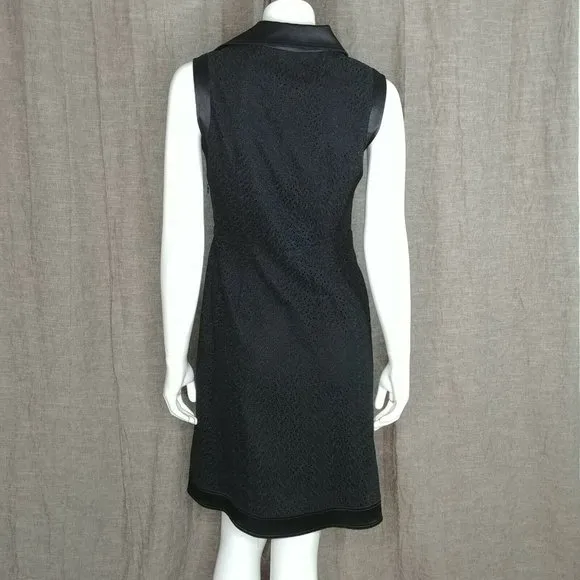 DONNA DEGNAN Dress Black Eyelet Short Sleeve Collared Casual  Size 2