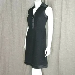 DONNA DEGNAN Dress Black Eyelet Short Sleeve Collared Casual  Size 2