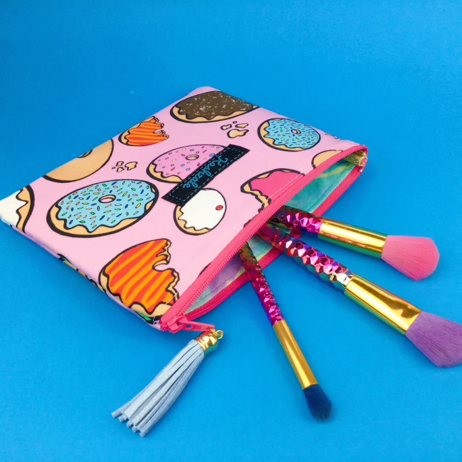 Donuts Clutch, Small makeup bag. Kasey Rainbow Design.