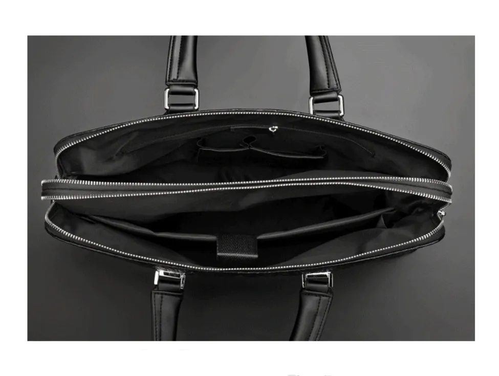 Double Layered Vegan Leather Business Briefcase Laptop Bag, Two Sizes