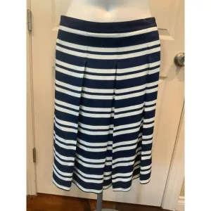 Draper James Navy Blue &amp; White Honky Tonk Stripe A-Line Skirt, Size 2 (US) NWT!