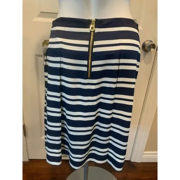Draper James Navy Blue &amp; White Honky Tonk Stripe A-Line Skirt, Size 2 (US) NWT!