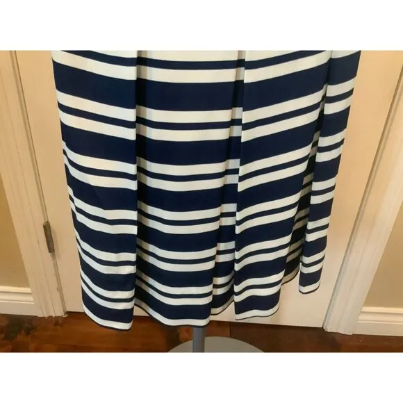 Draper James Navy Blue &amp; White Honky Tonk Stripe A-Line Skirt, Size 2 (US) NWT!