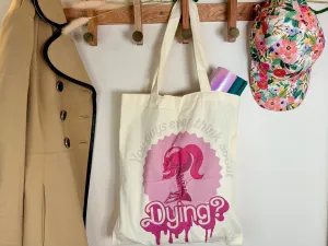 Dying Skeleton Canvas Tote Bag