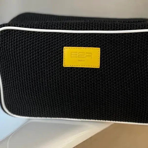 E2R Paris Black Toiletry Bag with Belgium Leather Pattern
