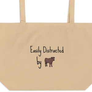 Easily Distracted by Cattle Herding X-Large Tote/ Shopping Bags