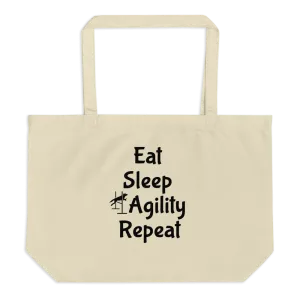 Eat Sleep Agility Repeat X-Large Tote/Shopping Bag - Oyster