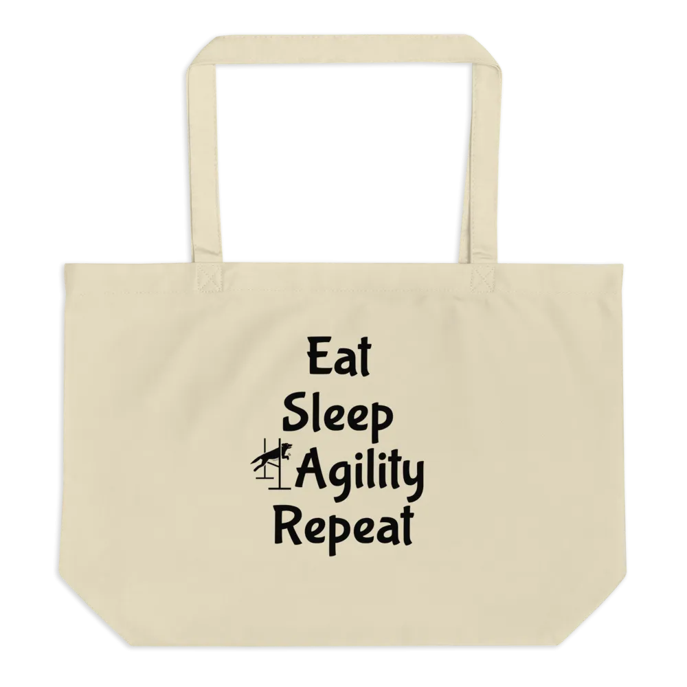 Eat Sleep Agility Repeat X-Large Tote/Shopping Bag - Oyster
