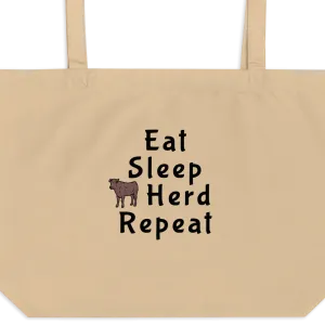 Eat, Sleep, Cattle Herd, Repeat X-Large Tote/ Shopping Bags
