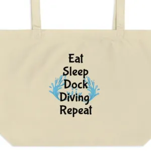 Eat Sleep Dock Diving Repeat X-Large Tote/Shopping Bag - Oyster