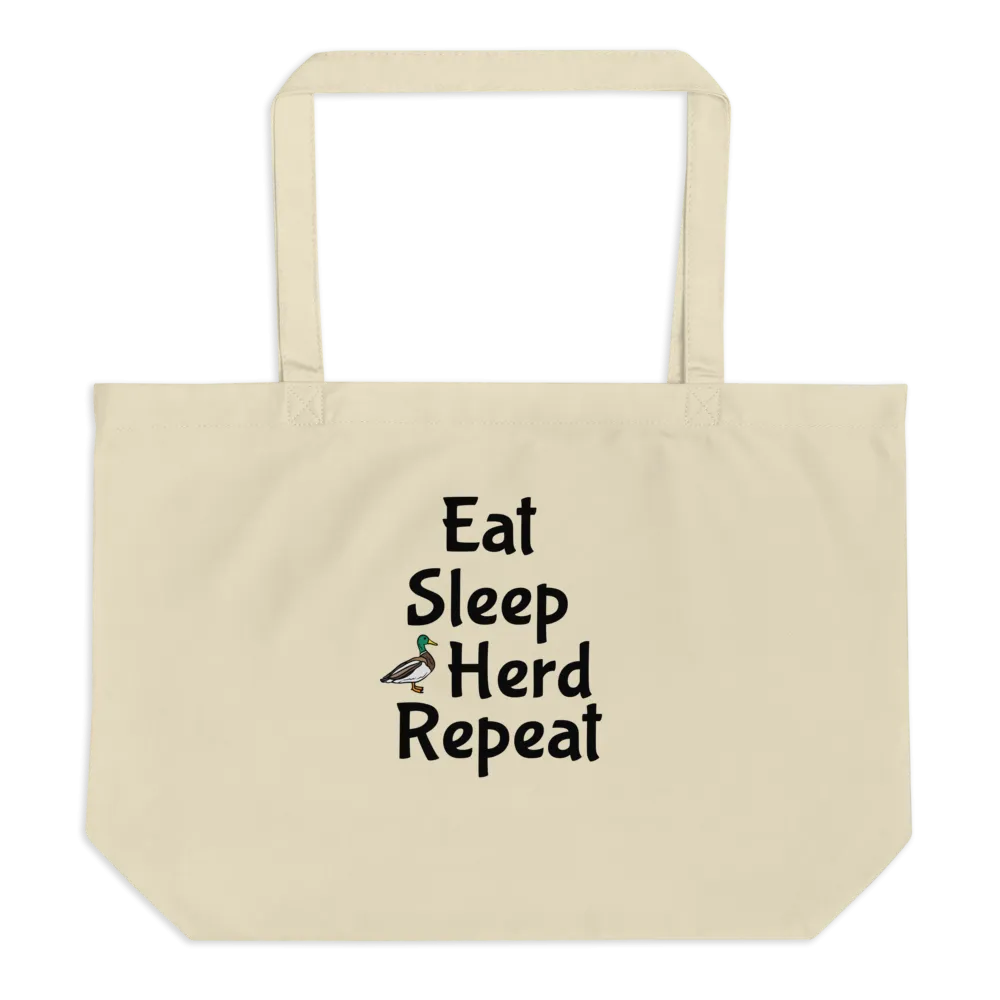 Eat Sleep Duck Herd Repeat X-Large Tote/Shopping Bag - Oyster