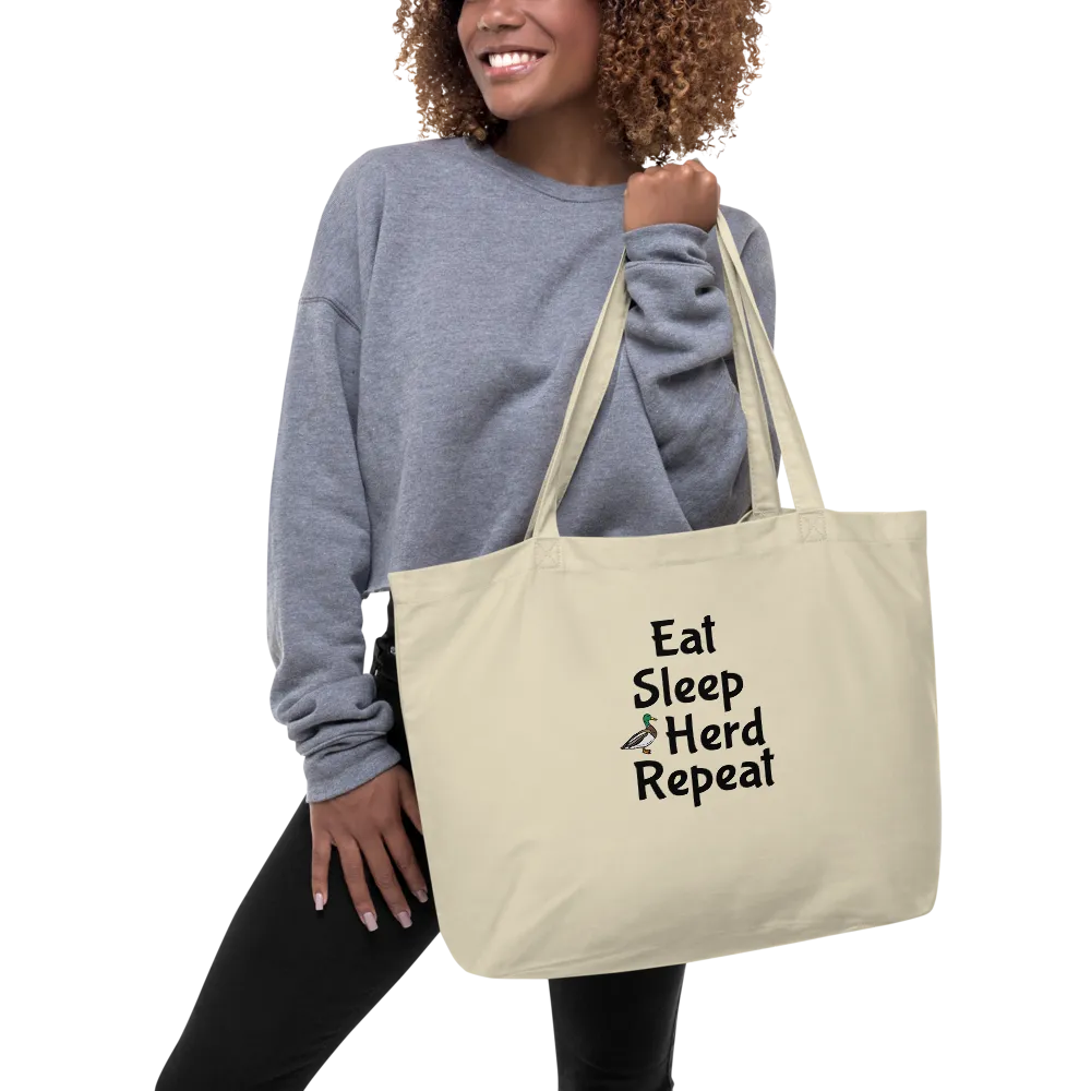 Eat Sleep Duck Herd Repeat X-Large Tote/Shopping Bag - Oyster