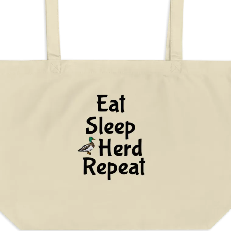 Eat Sleep Duck Herd Repeat X-Large Tote/Shopping Bag - Oyster