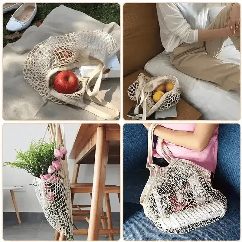 Eco-Friendly Recycled Cotton Reusable Shopping String Tote Bag